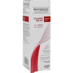 Eine weiße Verpackung mit rotem Design für eine beruhigende Hautcreme.