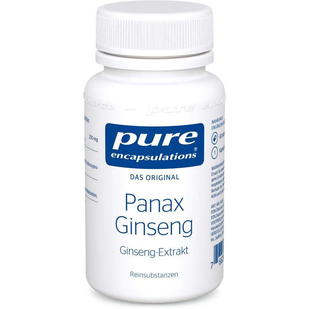 Weiße Flasche mit Panax Ginseng, einem Nahrungsergänzungsmittel.